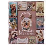 ChriHome Yorkies Make Life Better Couverture douillette en flanelle pelucheuse pour canapé, lit, voyage, bureau, couverture légère et super douce (152,4 x 127 cm)