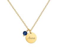 Chris Bijoux Art Collier personnalisé femme avec pendentif et perle de naissance - idée cadeau fête des mères - bijou avec prénom - acier inoxydable doré - moderne (Mars)