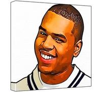 Chris Brown - Impression Pop Art (multicolore, fond blanc) 30 x 30 x 2,5 cm