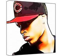 Chris Brown - Impression Pop Art (multicolore, fond blanc) 30 x 30 x 2,5 cm