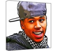 Chris Brown - Impression Pop Art (multicolore ; fond blanc) 50 x 50 x 2,5 cm