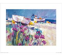 Chris Forsey (Boats and Beach Blooms 40 x 50 cm Toile Imprimée