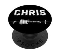 Chris Guitare Battement De Coeur Musique Guitariste PopSockets PopGrip Adhésif