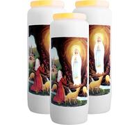 Christ-en-or 3X Bougie Neuvaine - Notre-Dame de Lourdes, La Consolatrice des affligés (s'illumine 9 Jours)