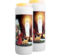Christ-en-or Lot de 2 Bougies Neuvaines - Notre-Dame de Lourdes, l'Immaculée Conception - brûle 9 Jours / 100% végétale