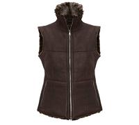 CHRIST Gilet en Fourrure de Mouton pour Dames, Veste Polyvalent, Convient comme Gilet d'équitation, Gilet d’extérieur et Gilet d'hiver, Brun ou Noir, Taille 34, 36, 38, 40, 40, 42, 44, 46, 48