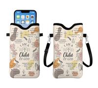 Christ - Housse de protection en néoprène pour téléphone portable, pour femme, légère avec bandoulière et cordon tour de cou, cadeau pour Noël, anniversaire, 7,1 x 9,9 cm