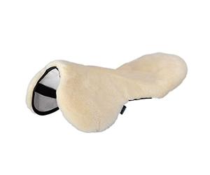 CHRIST Housse de Selle English de en Peau de Mouton véritable pour Une séance Confortable, Taille Pony pour Selle de Cheval 14,5-15,5", Naturel