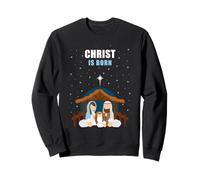 Christ is Born - Christmas Nativity Manger Cartoon Sweatshirt