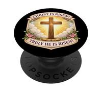 Christ is Risen Truly He is Risen Christian Easter Femme PopSockets PopGrip Adhésif