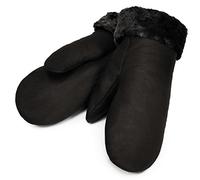 CHRIST Mitaines en peau d’agneau de WERNER longues mitaines chaudes unisexes en fourrure véritable, gants d’hiver pour femmes et hommes en noir, taille 8