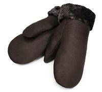 CHRIST Mitaines en peau d’agneau de WERNER longues mitaines chaudes unisexes en fourrure véritable, gants d’hiver pour femmes et hommes en brun foncé, taille 8