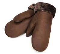 CHRIST Mitaines en peau d’agneau de WERNER longues mitaines chaudes unisexes en fourrure véritable, gants d’hiver pour femmes et hommes en brun, taille 7