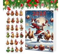 Christbaumschmuck - 24-Tage Hühner Adventskalender 2025 | 2D Acryl Niedliche Küken Anhänger | Tier Charm Deko für Weihnachtsbaum, Auto Innenspiegel, Wand, Fenster, Tür | Geschenk für Kinder & Erwachse