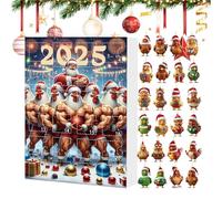 Christbaumschmuck - 24-Tage Hühner Adventskalender 2025 | 2D Acryl Niedliche Küken Anhänger | Tier Charm Deko für Weihnachtsbaum, Auto Innenspiegel, Wand, Fenster, Tür | Geschenk für Kinder & Erwachse