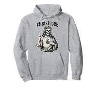 Christcore Crâne Jésus Sacré Cœur Edgy Christian Metal Art Sweat à Capuche