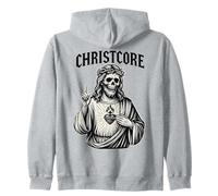 Christcore Crâne Jésus Sacré Cœur Edgy Christian Metal Art Sweat à Capuche