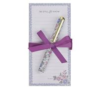 Christian Art Gifts Compact Magnetic Refrigerator Notepad & Ballpoint Pen Set for Women: Be Still & Know Scripture, Lists, Memos, Reminders, 70 Lined Sheets, Purple Floral