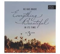 Christian Art Gifts Grand calendrier mural inspirant 2026 de 12 mois pour homme et femme : tout est beau verset encourageant la Bible, Écriture mensuelle, thème paysage naturel multicolore, 25,4 x