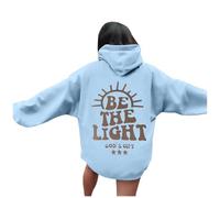 Christian Be The Light Graphic Hoodies Trendy for Women Workou Crew Neck Jesus Letter with Hood Pullover Hoodies Pray The Lord 2025 Gothique Athletic Sweatshirts University Faith God, violet clair, M