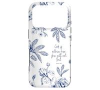 Christian Bible Verse Psalm Blue Toile French Florals Coque pour iPhone 17 Pro