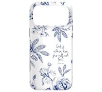 Christian Bible Verse Psalm Blue Toile French Florals Coque pour iPhone 17 Pro Max