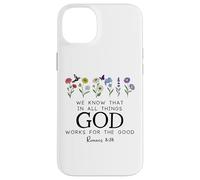 Christian Bible Verse Romans 8:28 We Know God Works for Good Coque pour iPhone 14 Plus