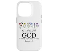 Christian Bible Verse Romans 8:28 We Know God Works for Good Coque pour iPhone 14 Pro