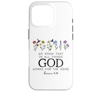Christian Bible Verse Romans 8:28 We Know God Works for Good Coque pour iPhone 16 Pro