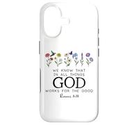 Christian Bible Verse Romans 8:28 We Know God Works for Good Coque pour iPhone 17