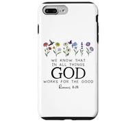 Christian Bible Verse Romans 8:28 We Know God Works for Good Coque pour iPhone 7 Plus/8 Plus