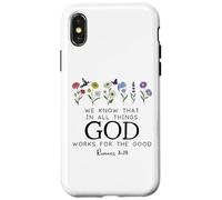 Christian Bible Verse Romans 8:28 We Know God Works for Good Coque pour iPhone X/XS
