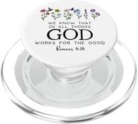 Christian Bible Verse Romans 8:28 We Know God Works for Good PopSockets PopGrip pour MagSafe