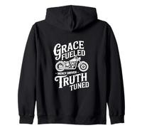 Christian Biker Grace Fueled Truth Tuned Sweat à Capuche