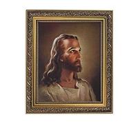 Christian Brands Impression inspirante La tête du Christ-Sallman, 33 cm, cadre doré orné
