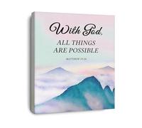 Christian Canvas Wall Art Matthew 19 26 With God All Things Are Possible Bible Verse Print for Home Decor Gift(Unframed,12x18inch(30x45cm))
