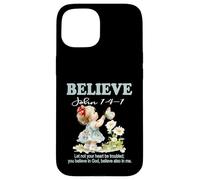 Christian Faith Believe in Christ Verse de la Bible Petite Fille Coque pour iPhone 15