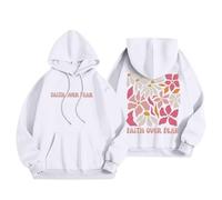 Christian Faith Over Fear Anime Sweats à capuche pour femme Y2K Jésus décontracté pull à capuche Jésus Saves Mode cool lettre graphique pulls preppy dieu religieux avec capuche coupe ample, blanc, S