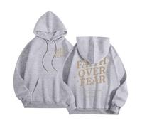 Christian Faith Over Fear - Sweat à capuche esthétique pour femme automne été Jésus pull à capuche mode religieuse léger décontracté graphique vêtements de plage Preppy God I Love Jesus, gris clair, M