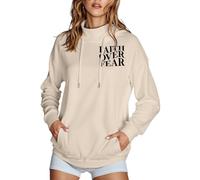 Christian Faith Over Fear Sweats à capuche confortables avec capuche Jésus Western Tenues à capuche Dieu Y2K Décontracté Graphique Haut à col haut Workou University Religious Pray The Lord Country