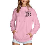Christian Faith Over Fear Sweats à capuche confortables avec capuche Jésus Western Tenues à capuche Dieu Y2K Décontracté Graphique Haut à col haut Workou University Religious Pray The Lord Country