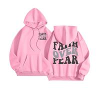 Christian Faith Over Fear Sweats à capuche en coton pour femme Workou Sweat à capuche décontracté Jésus I Love Jesus Comfort Dessin animé graphique été vêtements de plage vintage Trust In The Lord God