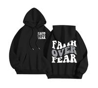Christian Faith Over Fear Sweats à capuche en coton pour femme Workou Sweat à capuche décontracté Jésus I Love Jesus Comfort Dessin animé graphique été vêtements de plage vintage Trust In The Lord God