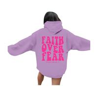Christian Faith Over Fear Sweats à capuche pour femme confortable à manches longues Jésus Pull doux à capuche Pray The Lord Fall Sweat à capuche uni décontracté Y2K Western God Trust In The Lord Goth