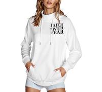 Christian Faith Over Fear Sweats à capuche pour femme tendance Jésus dessin animé avec capuche Vêtements Pray The Lord Comfort col haut graphique décontracté sweatshirts amples dames dieu religieux