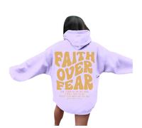 Christian Faith Over Fear University Sweats à capuche pour femme Mode graphique Jésus Pull à capuche tendance Dieu Confort drôle Décontracté Haut à manches longues Religieux Pray The Lord Pullover