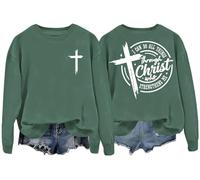 Christian Faith Sweat-shirt I Can Do All Things Through Christ Who Strengthens Me Sweat-shirt unisexe haut graphique, Vert, XXL