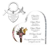Christian Gifts for Women Men-Porte Cles Chretien avec Versets Bibliques Grave&Acrylic Plaque with Bible Verse,Idee Cadeau pour Bapteme Communion,Christening,Communion,Confirmation,Birthday,Christmas