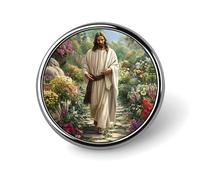 Christian God Jesus-man Round Lapel Pins Decorative Metal Brooches Funny Button Badge for Clothing Bag Hat Gifts