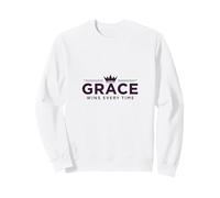 Christian Grace gagne Chaque Fois Crown Inspirational Sweatshirt, Unisexe pour Adultes, Blanc, M